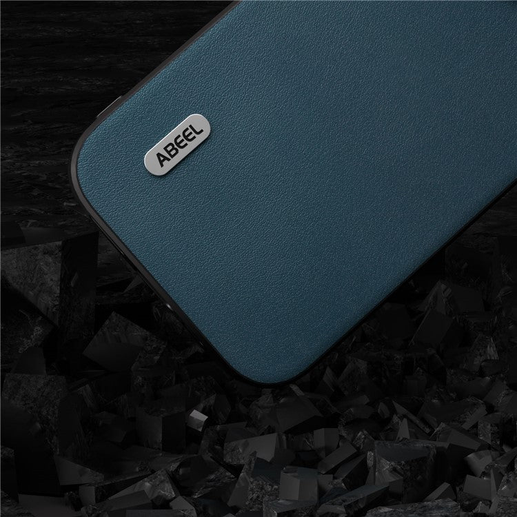 ABEEL For iPhone 14 Pro Max Genuine Cow Leather Coated PC+TPU Back Cover Nappa Texture Mobile Case - Green