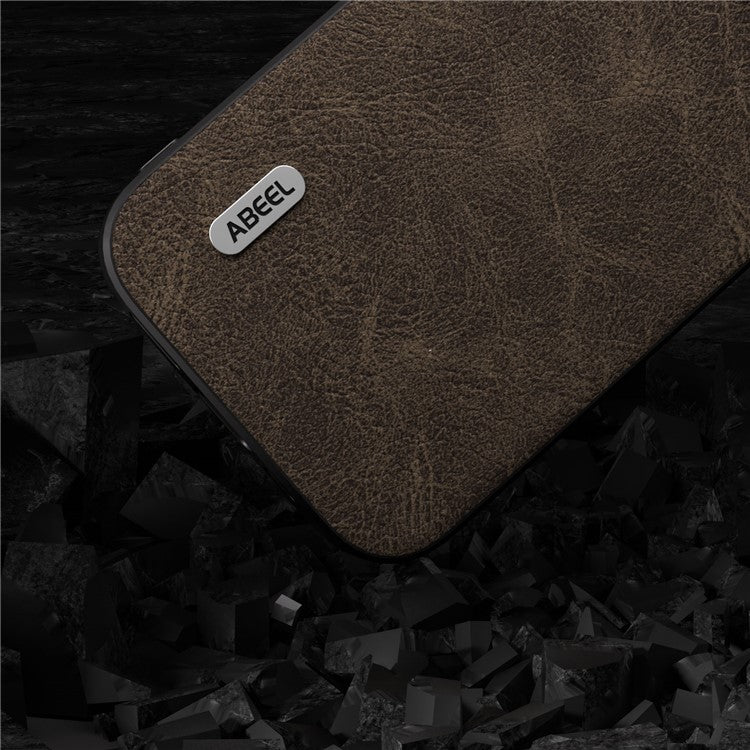 ABEEL For iPhone 14 Pro Max PU Leather Coated PC+TPU Case Litchi Texture Anti-fall Phone Cover - Dreamy Khaki