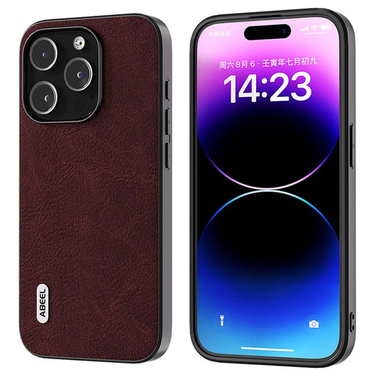 ABEEL PU Leather Coated PC+TPU Case for iPhone 14 Pro Litchi Texture Anti-fall Phone Cover - Dreamy Purple