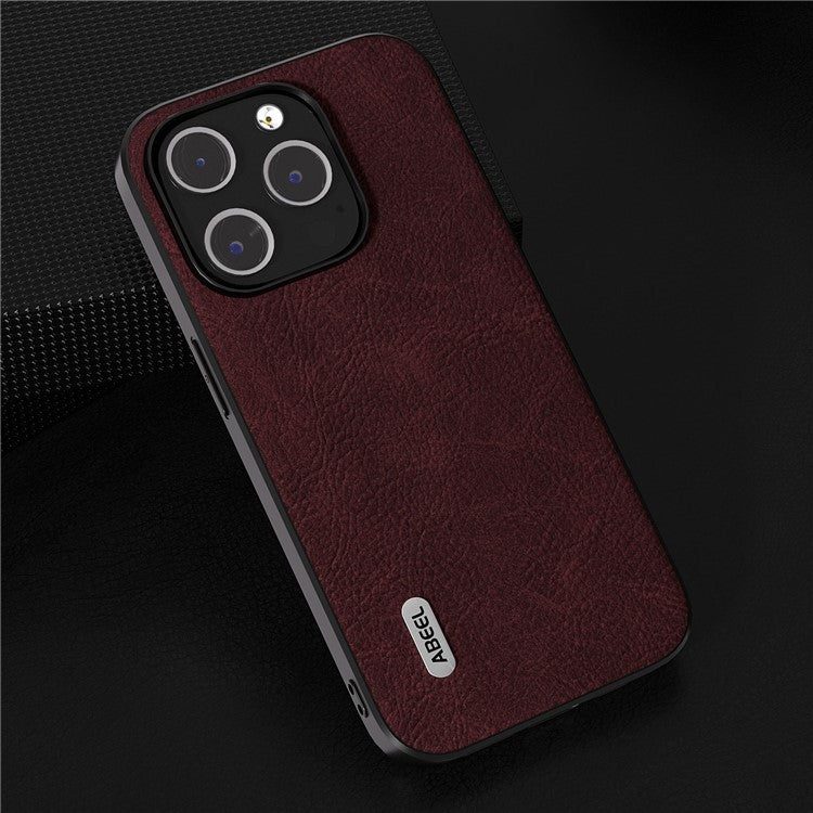 ABEEL PU Leather Coated PC+TPU Case for iPhone 14 Pro Litchi Texture Anti-fall Phone Cover - Dreamy Purple
