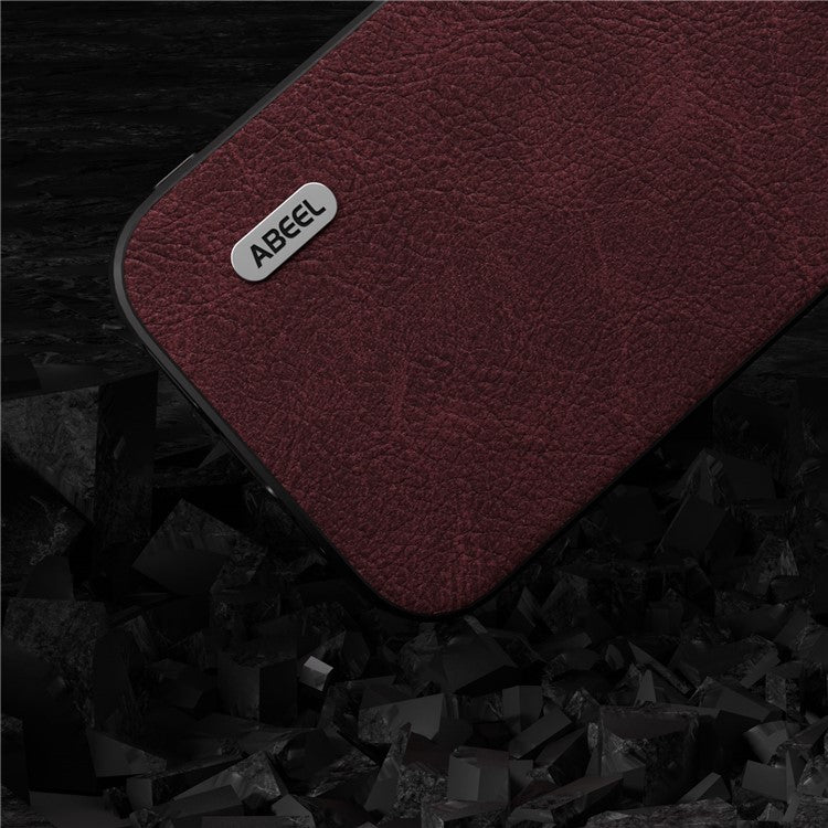 ABEEL PU Leather Coated PC+TPU Case for iPhone 14 Pro Litchi Texture Anti-fall Phone Cover - Dreamy Purple