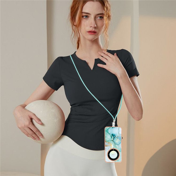 YB IMD Series-9 For Honor X40 5G / X9a 5G / Magic5 Lite 5G IMD Marble Pattern Phone Case Electroplating TPU Cover with Lanyard - Green 003