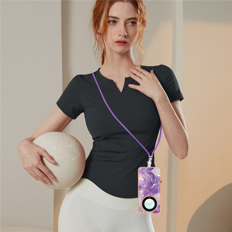YB IMD Series-9 For Honor X40 5G / X9a 5G / Magic5 Lite 5G IMD Marble Pattern Phone Case Electroplating TPU Cover with Lanyard - Purple 002