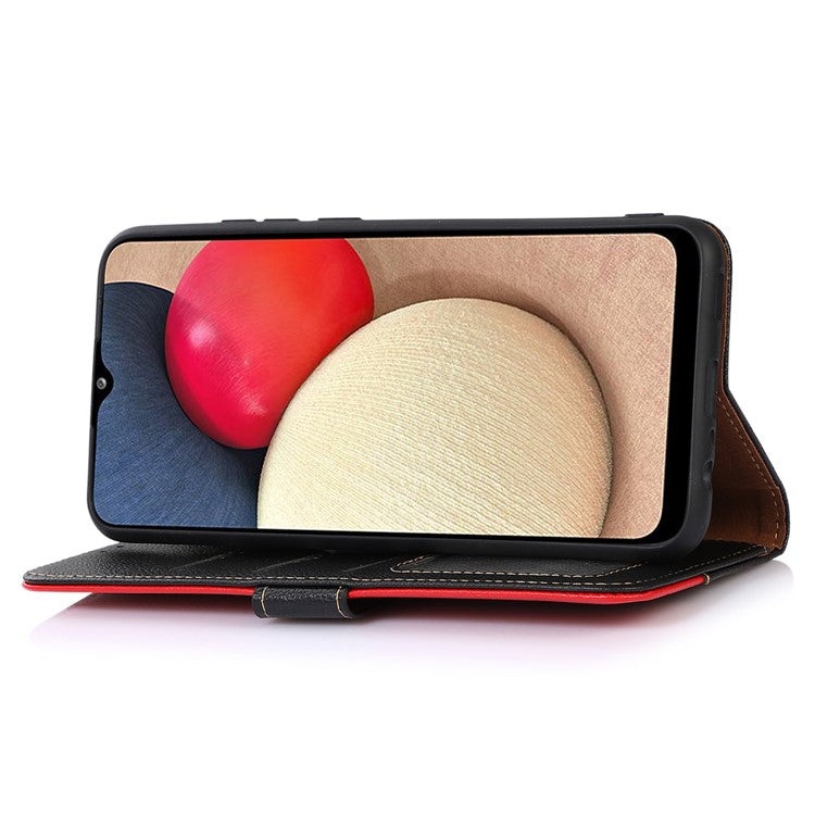 KHAZNEH Slim-Fit Leather Case for iPhone 14 Pro RFID Blocking Litchi Texture Wallet Phone Stand Cover - Black