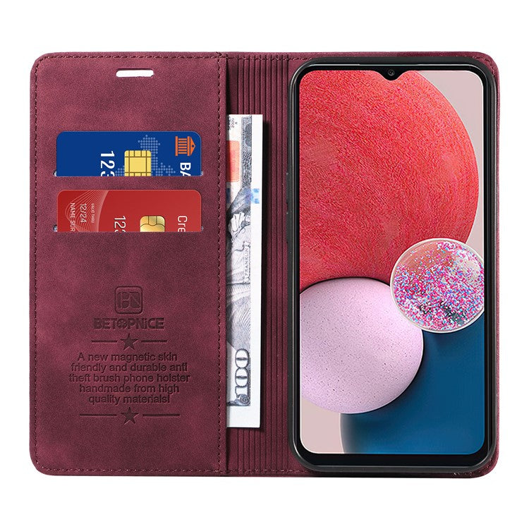 BETOPNICE 003 Samsung Galaxy A13 4G / A13 5G / A04s 4G / M13 5G / A04 4G Phone Case Wallet RFID Blocking Cover - Red