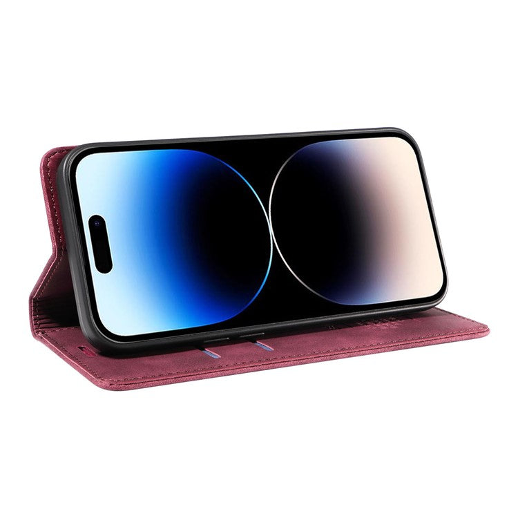 BETOPNICE 003 Shockproof Wallet Case For iPhone 14 Pro RFID Blocking PU Leather Stand Phone Cover - Red