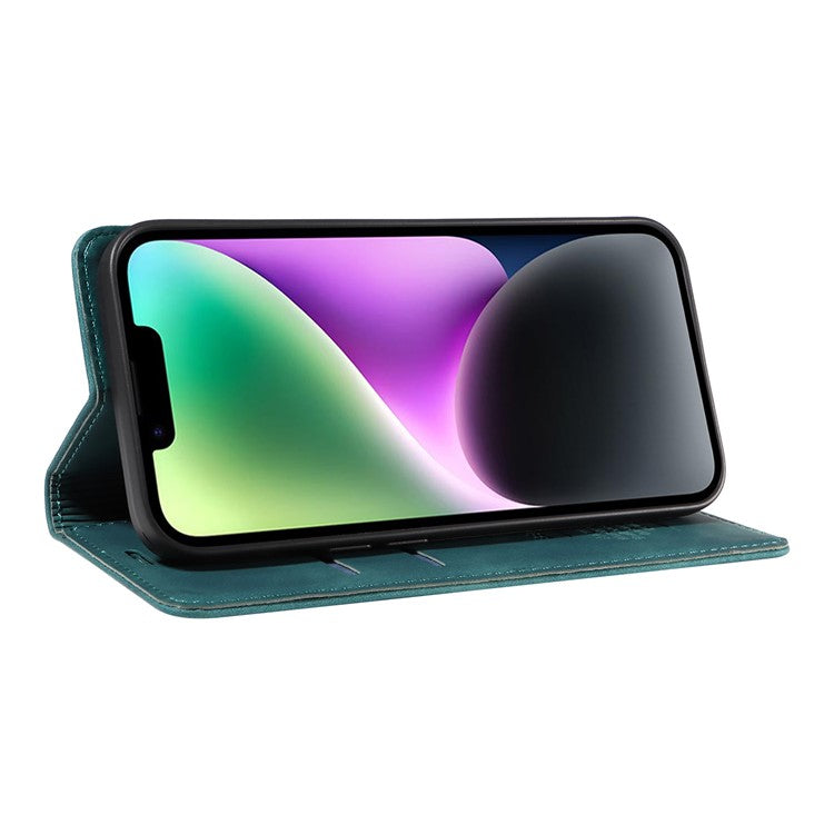 BETOPNICE 003 RFID Blocking Stand Case For iPhone 14 Plus , TPU + PU Leather Stand Cover Wallet - Green