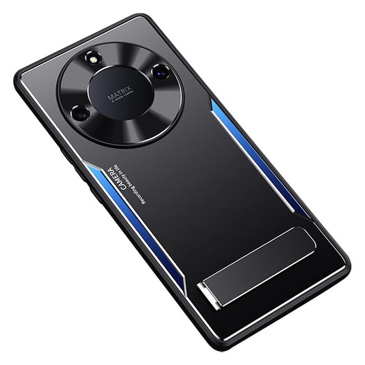 For Honor X40 5G TPU + Aluminium Alloy Anti-drop Phone Case Kickstand Back Cover - Blue