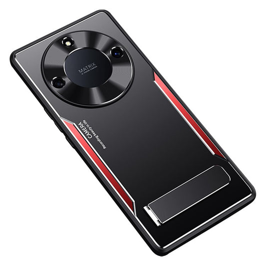 For Honor X40 5G TPU + Aluminium Alloy Anti-drop Phone Case Kickstand Back Cover - Red