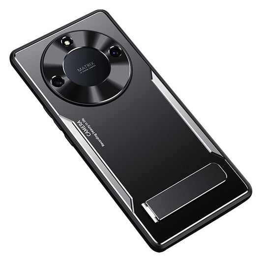 For Honor X40 5G TPU + Aluminium Alloy Anti-drop Phone Case Kickstand Back Cover - Silver