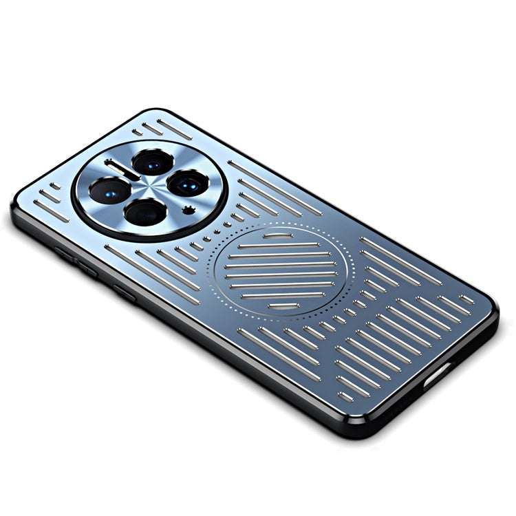 Phone Case for Huawei Mate 50 Pro 4G , Hollow Heat Dissipation TPU+Aluminum Alloy Back Cover - Blue