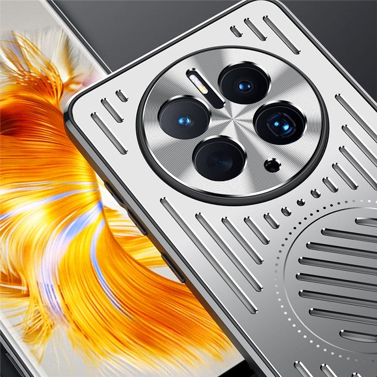 Phone Case for Huawei Mate 50 Pro 4G , Hollow Heat Dissipation TPU+Aluminum Alloy Back Cover - Blue