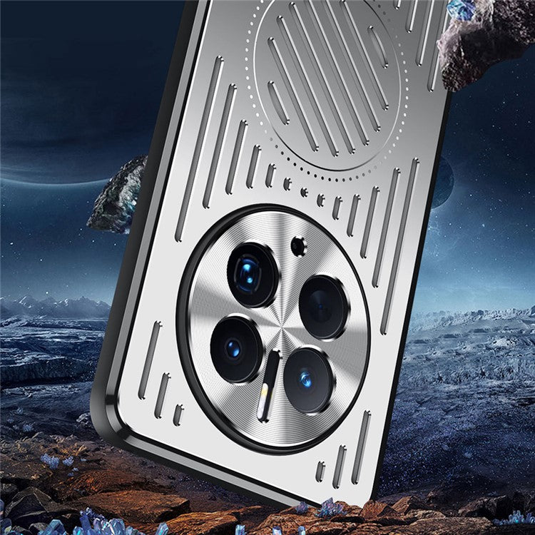 Phone Case for Huawei Mate 50 Pro 4G , Hollow Heat Dissipation TPU+Aluminum Alloy Back Cover - Blue