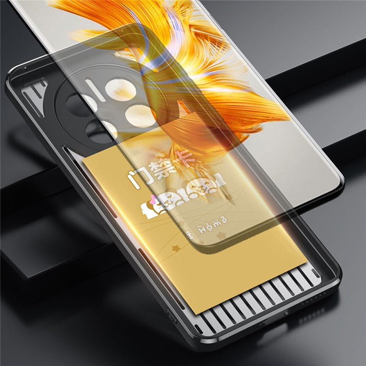 Phone Case for Huawei Mate 50 Pro 4G , Hollow Heat Dissipation TPU+Aluminum Alloy Back Cover - Blue