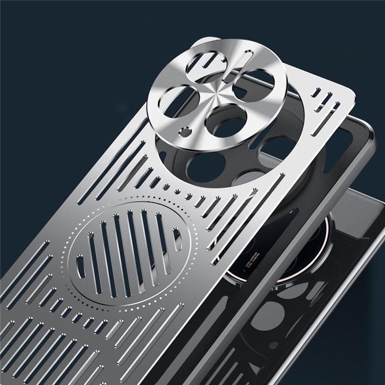Phone Case for Huawei Mate 50 Pro 4G , Hollow Heat Dissipation TPU+Aluminum Alloy Back Cover - Blue