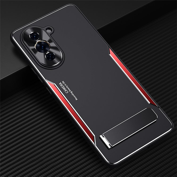 For Huawei nova 10 4G TPU + Aluminium Alloy Phone Case Anti-drop Back Cover with Kickstand - Red