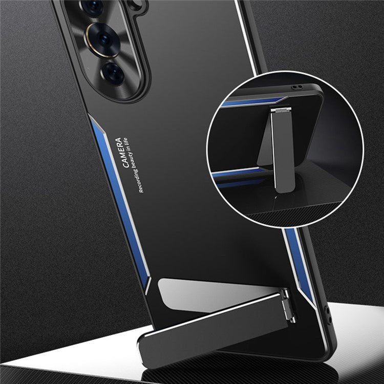 For Huawei nova 10 Pro 4G TPU+Aluminium Alloy Anti-fall Cover Folding Kickstand Phone Case - Silver
