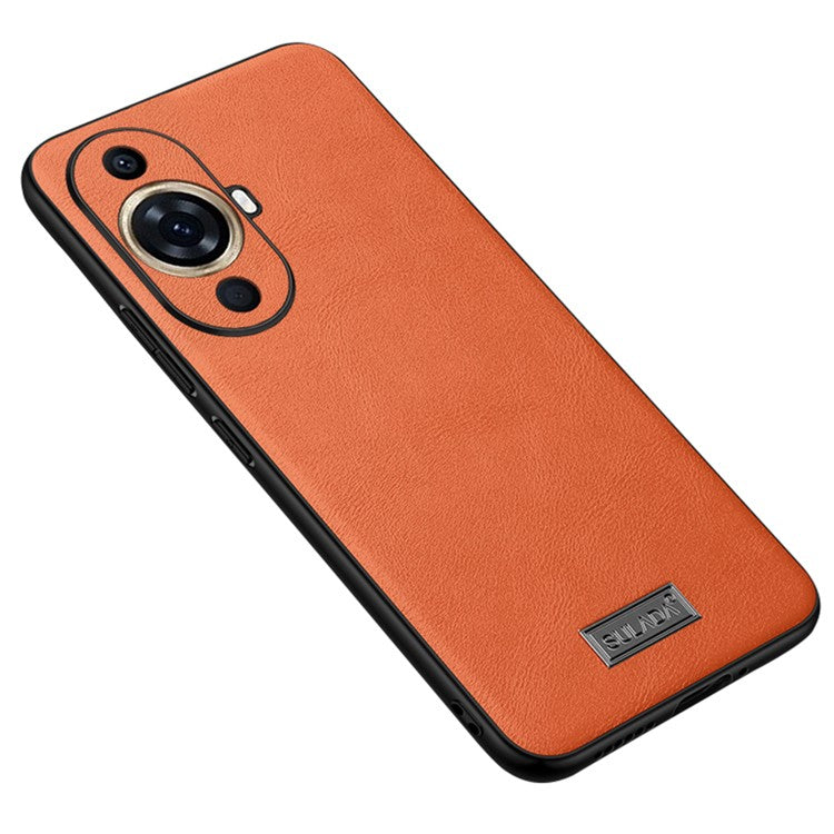 SULADA For Huawei nova 11 Pro / nova 11 Ultra PU Leather Coated TPU+PC Anti-fall Phone Case Scratch-resistant Cover - Orange