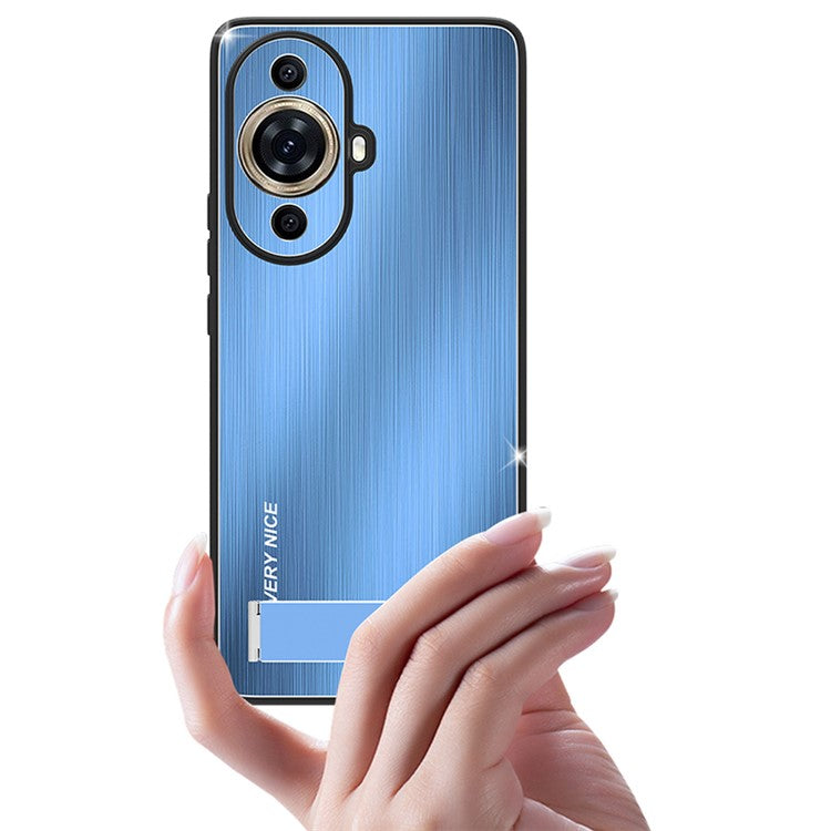 For Huawei nova 11 Pro / 11 Ultra Aluminium Alloy+TPU Cover Brushed Phone Case with Kickstand - Black