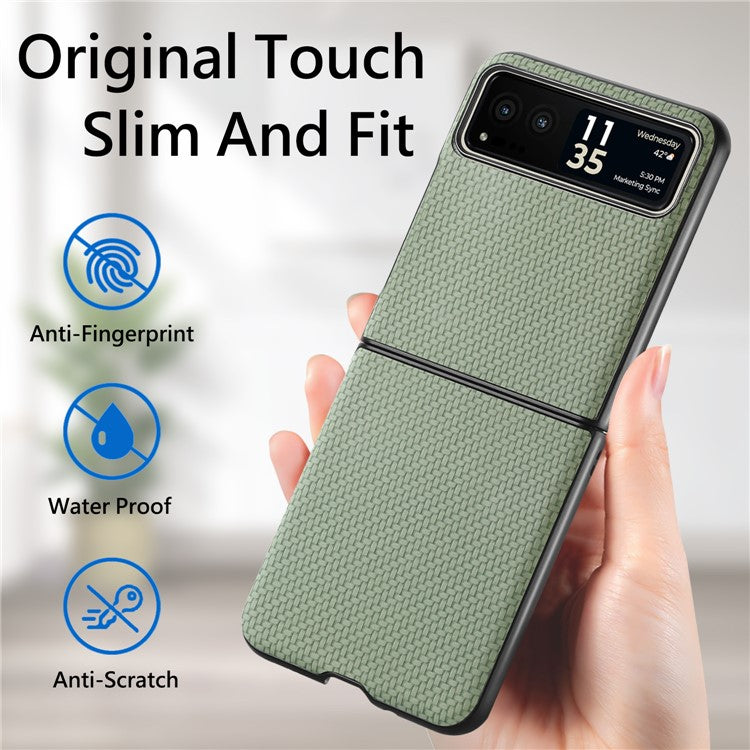 For Motorola Razr 40 5G Phone Case Carbon Fiber Texture PU Leather+PC Phone Cover - Green