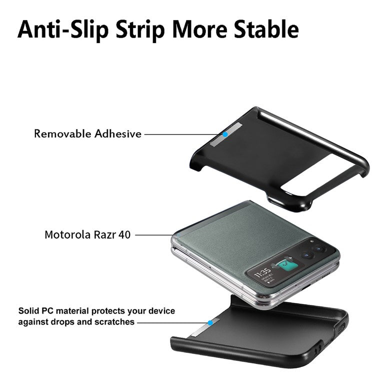 For Motorola Razr 40 5G Phone Case Carbon Fiber Texture PU Leather+PC Phone Cover - Green