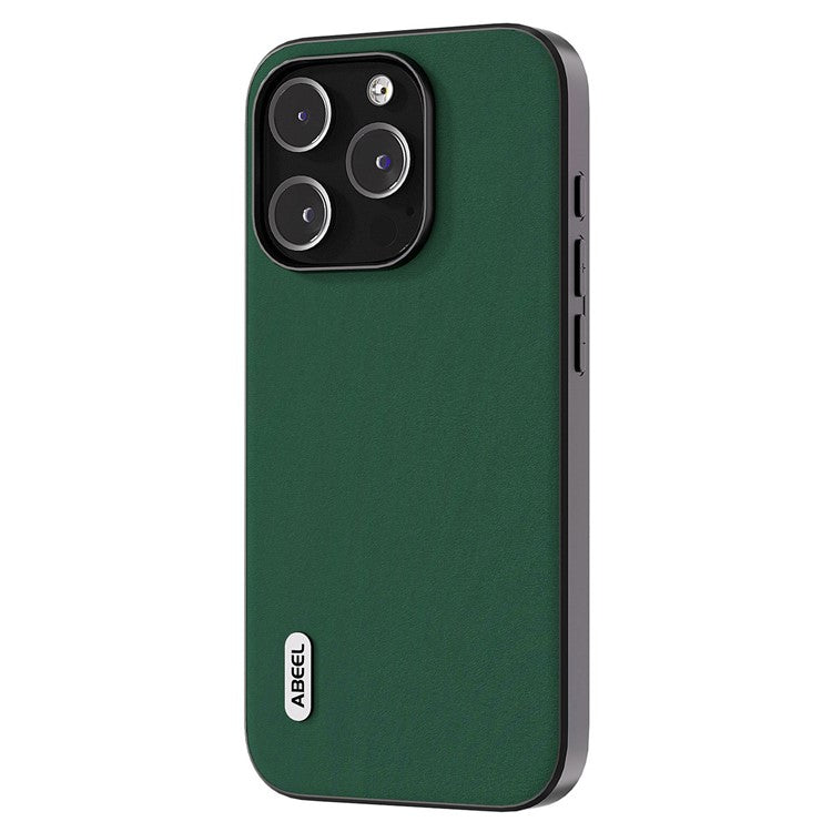 ABEEL For iPhone 14 Pro Smooth Silky Feeling Phone Case Cowhide Leather Coated PC+TPU Back Cover - Green
