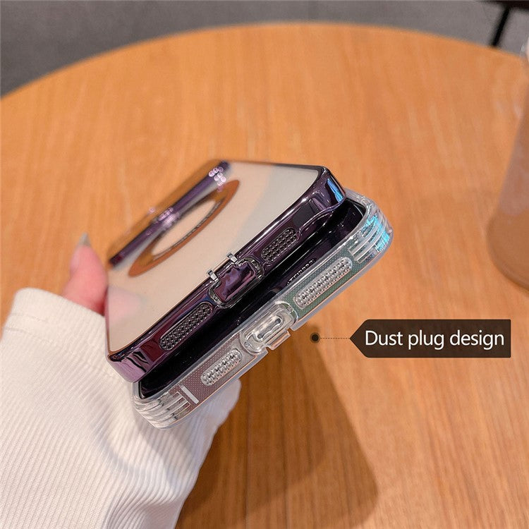 VOERO For iPhone 14 Pro Max Clear Phone Case Cover Compatible with MagSafe TPU + Glass Phone Shell - Silver