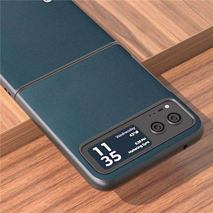 ABEEL For Motorola Razr 40 5G Nappa Texture Phone Case Genuine Cow Leather + Hard PC  Protective Cover - Green