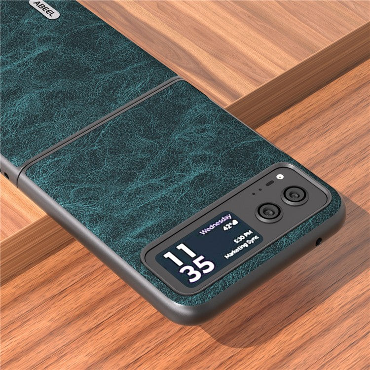 ABEEL For Motorola Razr 40 5G PU Leather Coated PC Phone Shell Litchi Texture Ultra Thin Cover - Blue