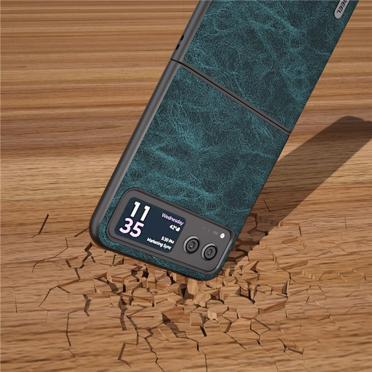 ABEEL For Motorola Razr 40 5G PU Leather Coated PC Phone Shell Litchi Texture Ultra Thin Cover - Blue