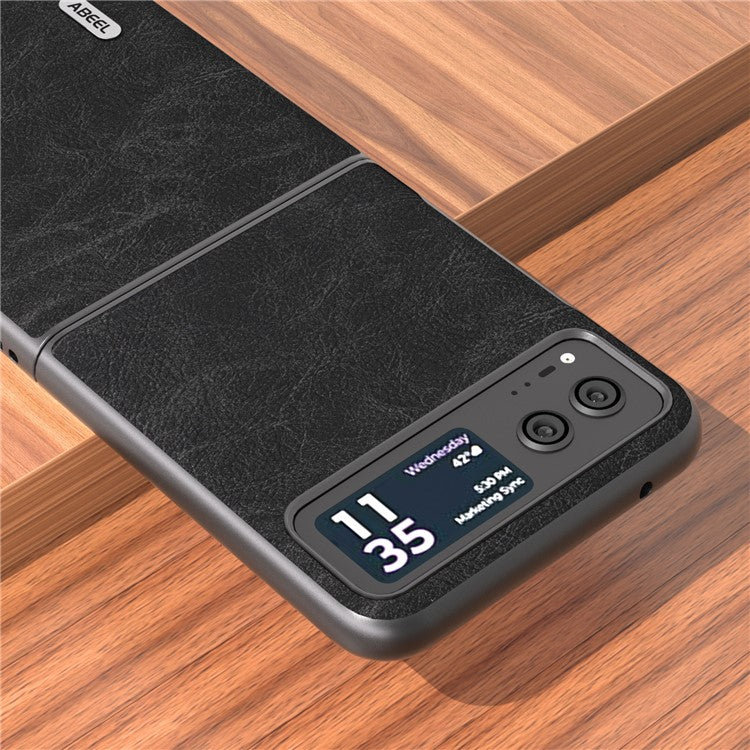 ABEEL For Motorola Razr 40 5G PU Leather Coated PC Phone Shell Litchi Texture Ultra Thin Cover - Black