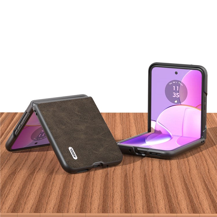 ABEEL For Motorola Razr 40 5G PU Leather Coated PC Phone Shell Litchi Texture Ultra Thin Cover -  Khaki
