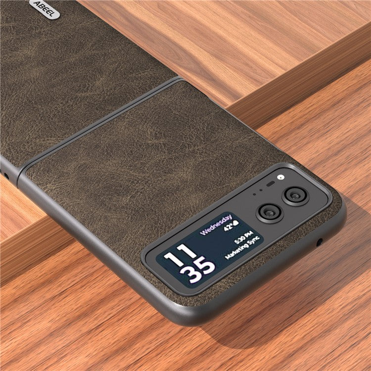 ABEEL For Motorola Razr 40 5G PU Leather Coated PC Phone Shell Litchi Texture Ultra Thin Cover -  Khaki