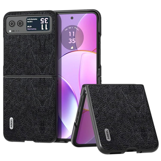 ABEEL For Motorola Razr 40 5G Retro Litchi Texture Case PU Leather + PC Anti-Drop Protective Phone Cover - Black