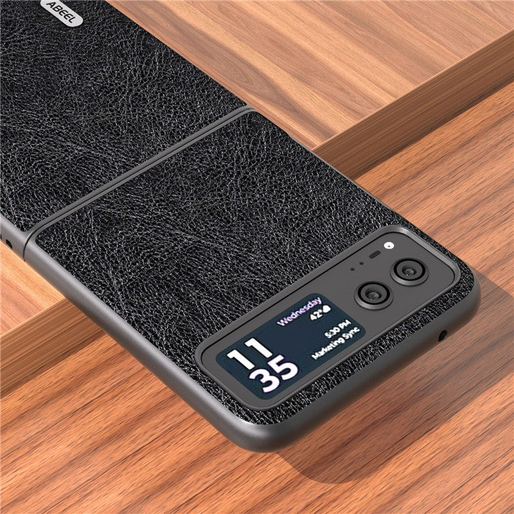 ABEEL For Motorola Razr 40 5G Retro Litchi Texture Case PU Leather + PC Anti-Drop Protective Phone Cover - Black
