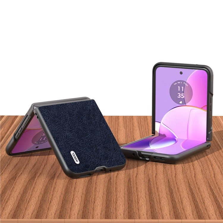 ABEEL For Motorola Razr 40 5G Retro Litchi Texture Case PU Leather + PC Anti-Drop Protective Phone Cover - Blue