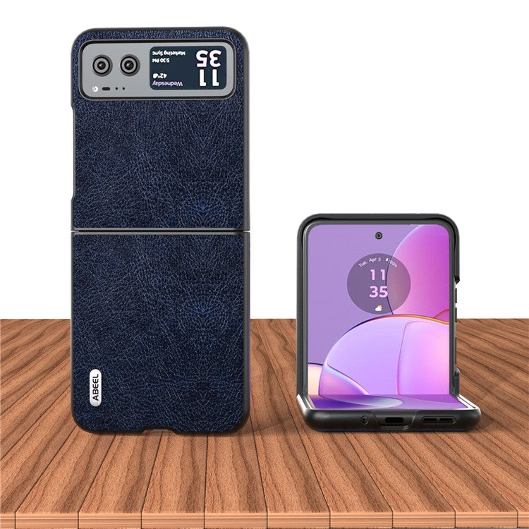 ABEEL For Motorola Razr 40 5G Retro Litchi Texture Case PU Leather + PC Anti-Drop Protective Phone Cover - Blue