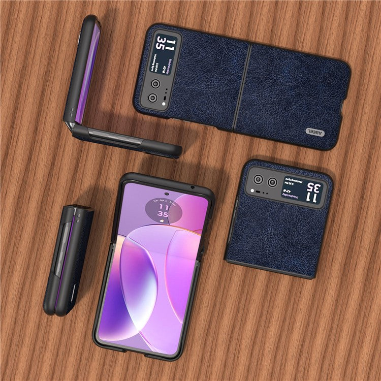 ABEEL For Motorola Razr 40 5G Retro Litchi Texture Case PU Leather + PC Anti-Drop Protective Phone Cover - Blue