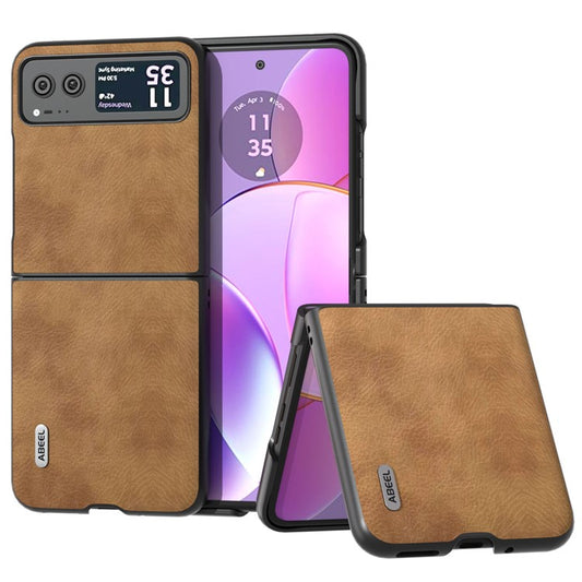 ABEEL For Motorola Razr 40 5G Retro Litchi Texture Case PU Leather + PC Anti-Drop Protective Phone Cover - Brown