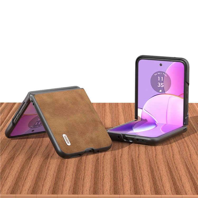 ABEEL For Motorola Razr 40 5G Retro Litchi Texture Case PU Leather + PC Anti-Drop Protective Phone Cover - Brown