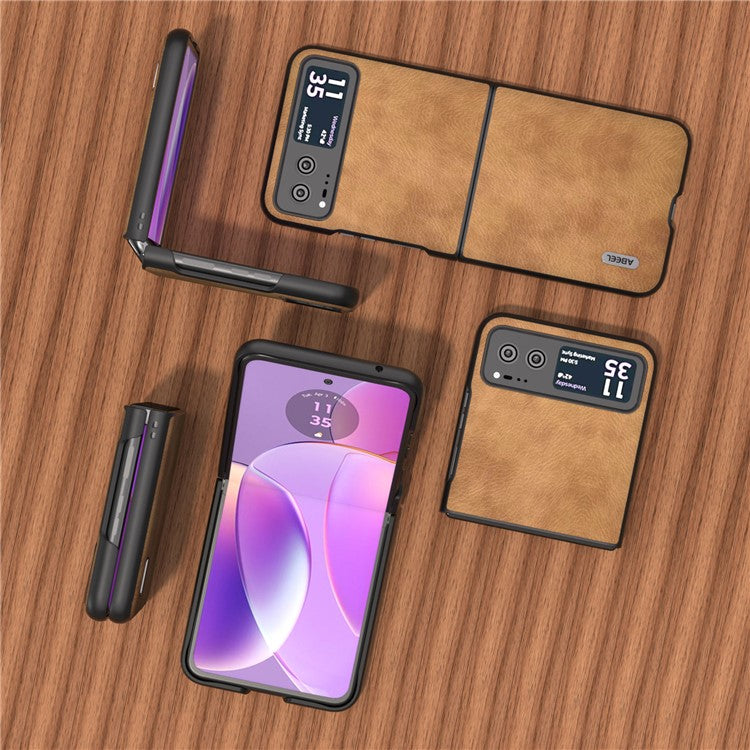 ABEEL For Motorola Razr 40 5G Retro Litchi Texture Case PU Leather + PC Anti-Drop Protective Phone Cover - Brown