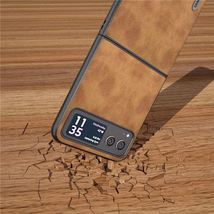 ABEEL For Motorola Razr 40 5G Retro Litchi Texture Case PU Leather + PC Anti-Drop Protective Phone Cover - Brown