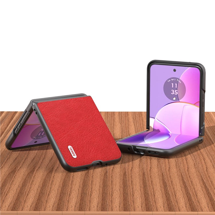 ABEEL For Motorola Razr 40 5G Retro Litchi Texture Case PU Leather + PC Anti-Drop Protective Phone Cover - Red