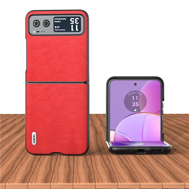 ABEEL For Motorola Razr 40 5G Retro Litchi Texture Case PU Leather + PC Anti-Drop Protective Phone Cover - Red