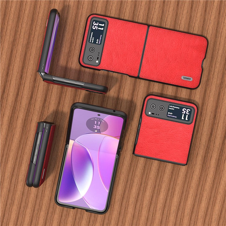 ABEEL For Motorola Razr 40 5G Retro Litchi Texture Case PU Leather + PC Anti-Drop Protective Phone Cover - Red