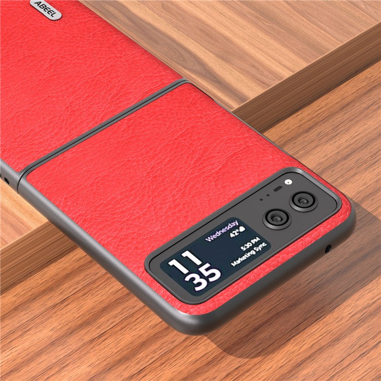 ABEEL For Motorola Razr 40 5G Retro Litchi Texture Case PU Leather + PC Anti-Drop Protective Phone Cover - Red