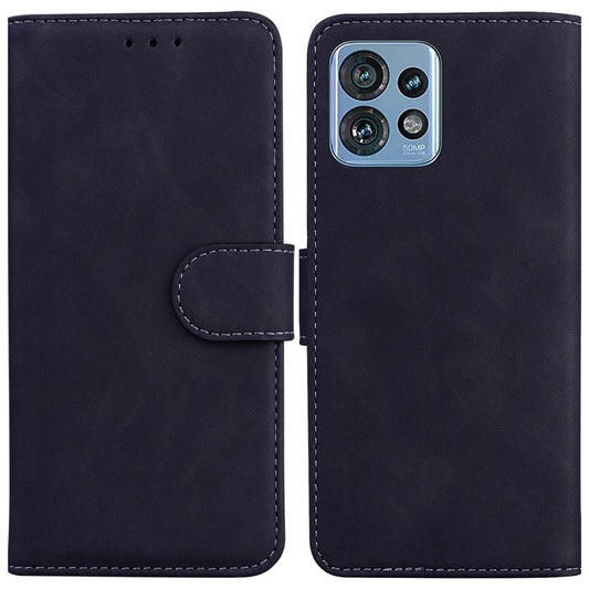 Stand Case for Motorola Edge 40 Pro 5G / Moto X40 5G / Edge+ (2023) , Solid Color PU Leather Wallet Phone Cover - Black