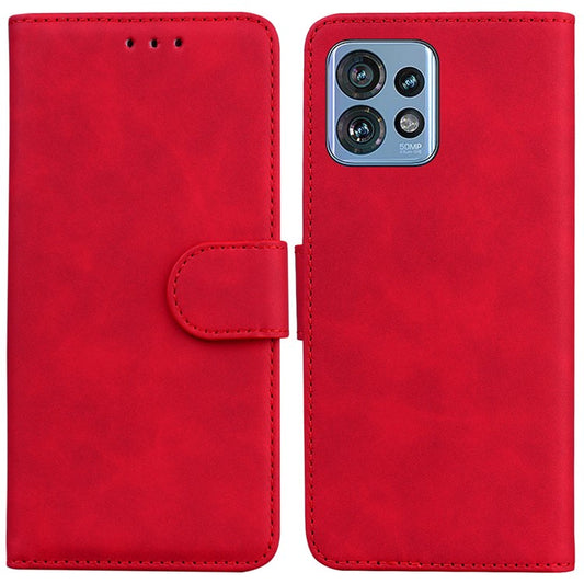 Stand Case for Motorola Edge 40 Pro 5G / Moto X40 5G / Edge+ (2023) , Solid Color PU Leather Wallet Phone Cover - Red