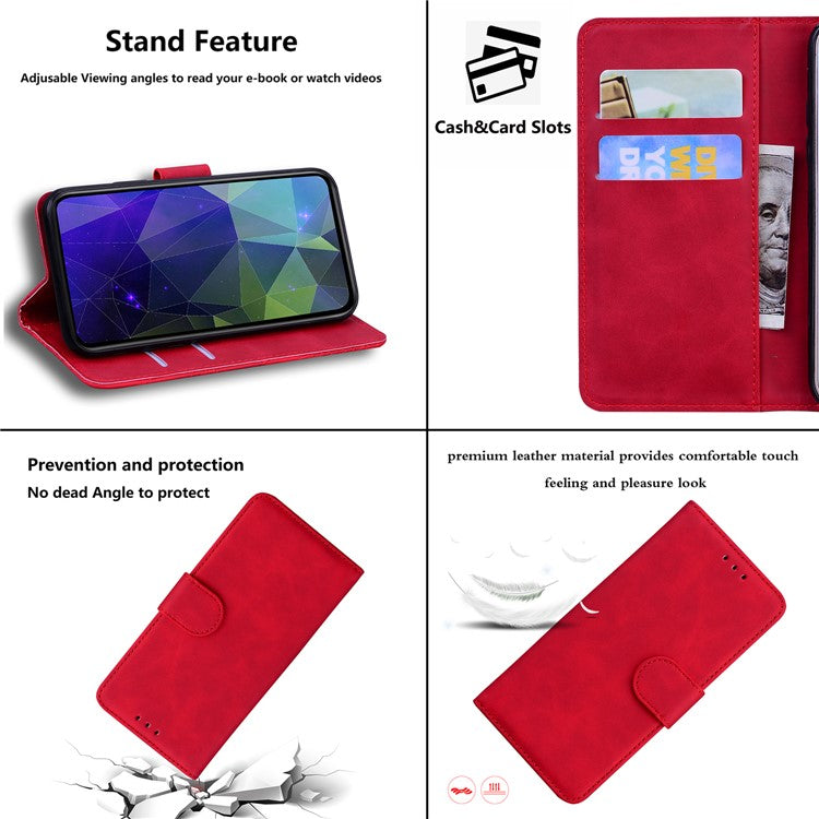 Stand Case for Motorola Edge 40 Pro 5G / Moto X40 5G / Edge+ (2023) , Solid Color PU Leather Wallet Phone Cover - Red