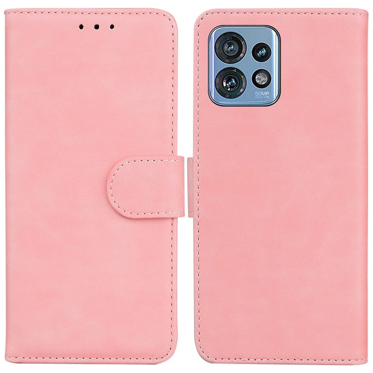 Stand Case for Motorola Edge 40 Pro 5G / Moto X40 5G / Edge+ (2023) , Solid Color PU Leather Wallet Phone Cover - Pink